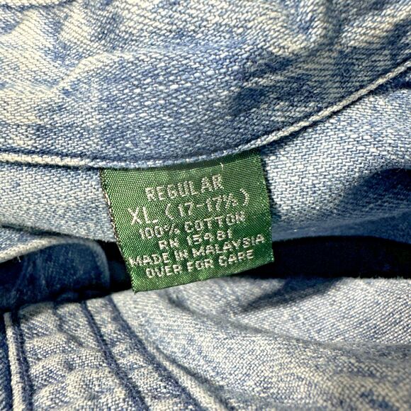 Hunt Club Mens XL 100% Cotton Denim Collared Button Up Shirt with Pockets - Picture 4 of 9